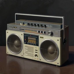 a dark retro 1967 gouache illustration of a time traveling sound system