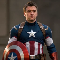 cinematic still of rowan atkinson as captain america in avengers : infinity war