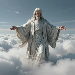god appearing before human in the clouds. unreal engine 5. realistic. photo realism. highly detailed masterpiece. weirdcore. glithcore. aesthetic. hard edges. cinematic. epic. dramatic. by bussiere, shigenori soejima