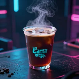 steaming cyberpunk coffee