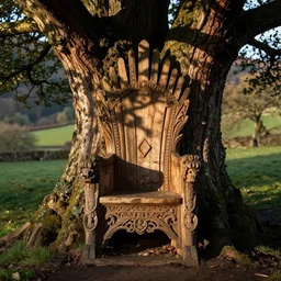 a throne carved into a tree trunk in kendal, england