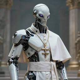 the son of the pope as a futuristic xenomorphic cyborg