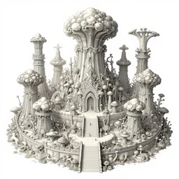 mycelium temple, marc simonetti, leiji matsumoto, intricately detailed fantasy scenery