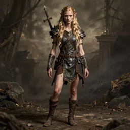 hyper realistic photography of skinny sneaky medieval orc warrior full body shot, lotr cinematic shot