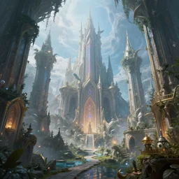 ,inside a magical ethereal elven city, highly detailed, 4k, HDR, award-winning,  artstation, octane render