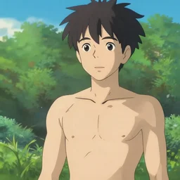 a beautiful shirtless man by Makoto Shinkai
