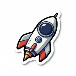 spaceship sticker art, plain white background