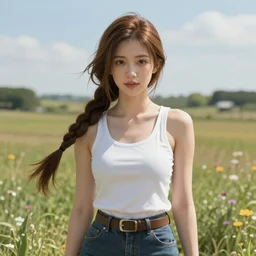 beautiful girl in the country high quality art of aerith gainsborough by WLOP, rossdraws, Logan Cure, Mingchen Shen, BangkuART, sakimichan, yan gisuka, JeonSeok Lee, zeronis, Chengwei Pan on artstation