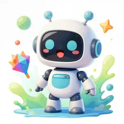cute fun robot by josan gonzalez splash art graphic design color splash high contrasting art, fantasy, highly detailed, art by greg rutkowski