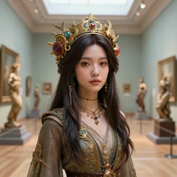 a ( girl as personification of art museum ), beauty portrait, fantasy art gallery, digital art by krenz cushart, laurie greasly, wlop, artgerm, intricate, highly detailed, sharp focus, smooth, epic composition, joyful, unreal engine