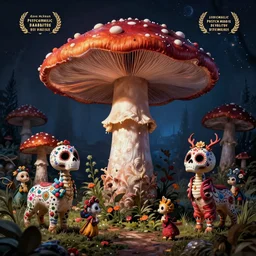 psychedelic mushrooms dream, calaveras y diablitos, by dave mckean