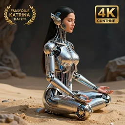 vibrant ultra clear sideview portrait of beautiful cyborg katrina kaif meditating by sandra chevrier laurie greasley gustave dore ron english, cybernetics, low contrast, cinematic dramatic lighting, hyper realistic detailed intricate render, hypermaximalist, ornate, epic composition, 4 k 8 k, zbrush maya octane blender, sharp focus, concept art, masterpiece award winning artstation trending