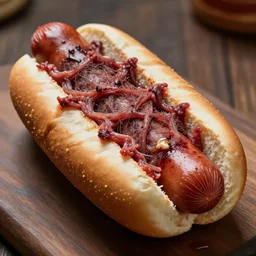 hot dog made of hairy human flesh, grotesque, body horror, hd photorealistic