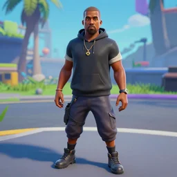 a screenshot of kanye west in fortnite, 3 d, unreal engine, 4 k uhd, rtx, dlss,