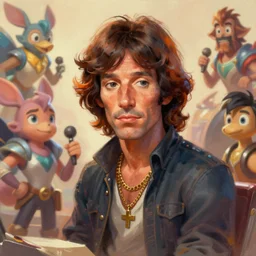 photo cartoon illustration painting of jim morrison : fantasy artwork, digital painting, volumetric lighting by feng zhu, 3 d alejandro alvarez alena aenami artworks in 4 k beeple, by thomas kinkade hearstone league of legends dofus overwatch