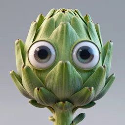 a humanoid artichoke monster with large orb eyes, highly detailed, digital art, sharp focus, trending on art station, plant, anime art style