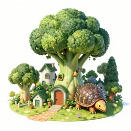 a armadillo city with broccoli houses, highly detailed, fantasy art