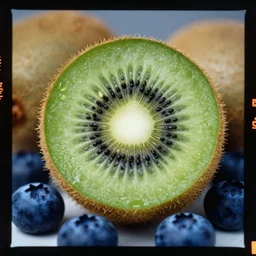 kodak portra 4 0 0, wetplate, 1 9 5 0 s color portrait of a kiwi fruit by saul leiter, insanely detailed, insanely intricate, depth of field, blueberry