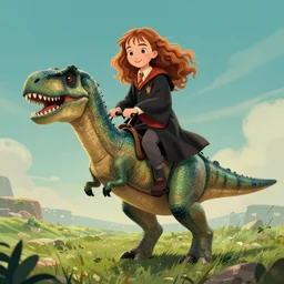 hermione granger riding a t - rex
