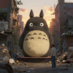 craig mullins and ghibli digital art of on the stage of in the alleys of urban america, at sunset, the half - man - half - cat monster looks at you, hiding in the shadows of the accumulation of debris, miniature, green pupils realistic shading, cinematic composition, realistic render, octane render, detailed textures, photorealistic, wide shot
