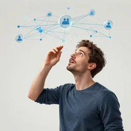 illustrative image of man gets mind blown, networking, detailed illustration, octane render