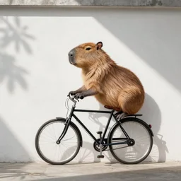 a capybara drawing a bicycle on a white wall
