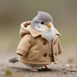 cute bird in a duffle coat