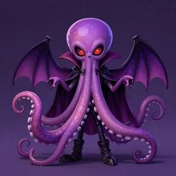 a splatoon nintendo vampire squid based character dressed like a vampire and with tentacles connected like the membranes on a bats wings halloween themed
