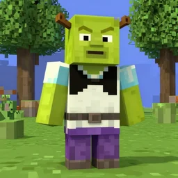 a screenshot of shrek in minecraft