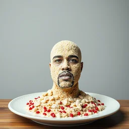 kanye west made out of congee, michelin star photography