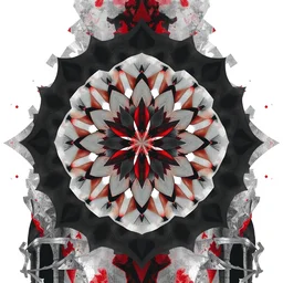 album cover art for princess over abstract tessellation red white grey black by akihiko yoshida