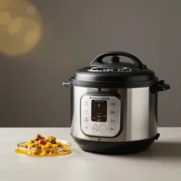 food photography of instant pot beef curry, rule of thirds with golden ratio, minimalistic side view high bokeh, cinematic studio lighting