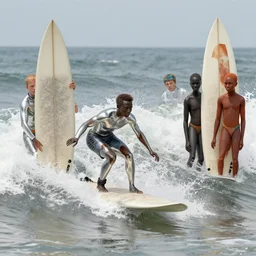 surfing, by fiona staples and dustin nguyen, peter elson, alan bean, wangechi mutu, metallic colors, fractals, deepdream, oxidized copper, led light, highly detailed and intricate, psychedelic, sharp focus,