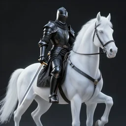 Knight wearing a full suit of black armor, sword in hand, riding a ghost horse, digital art, high quality render, unreal engine, 4k, trending on artstation