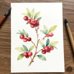 plant cranberry drawing watercolor