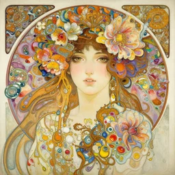 an intricate oil painting of a beautifull godess portrait surounded by hiper detailed inkdrop in water, flowers, fluid acrilic art, melting colorfull wax, coloful flower petals, colorfull, excelent composition, wide shot, by yoshitaka amano, by greg rutkowski, by alphonse mucha by jeremyg lipkinng, by rhads, by