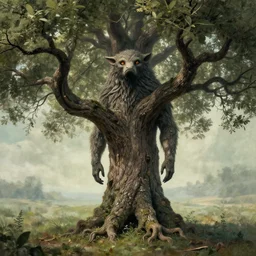 a tree creature surrealism artwork