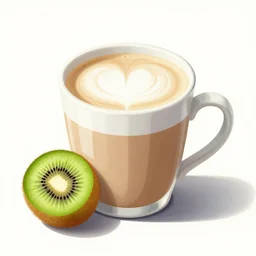 a cup of coffee with kiwi
