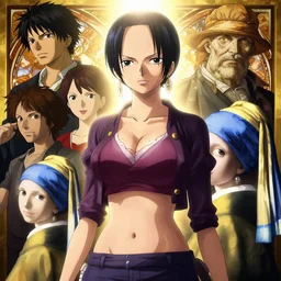 highly detailed vfx portrait of nico robin by eiichiro oda!, yusuke murata, magali villeneuve, greg rutkowski, makoto shinkai, tom bagshaw, alphonse mucha, sharp focus, art by artgerm and stanley kubrick, backlit, johannes vermeer, fiona staples, harsh overhead sunlight,