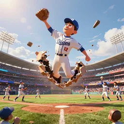 disney pixar render of an aberration in the fabric of reality above a little league baseball game, tearing reality apart, everyone looks up at the sky, cinematic lighting, octane render 8 k
