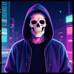 skeletor christopher lloyd in hoodie, portrait, vaporwave, synthwave, neon, vector graphics, cinematic, volumetric lighting, f 8 aperture, cinematic eastman 5 3 8 4 film