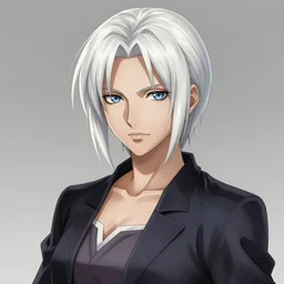 portrait of a woman with short white hair, medium shot, illustration, highly detailed, high quality, by edward elric
