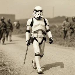 a at - at walker from star wars in ww 2, old photograph, ww 2 photo