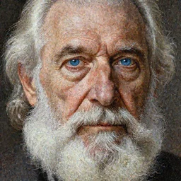 Old man, blue eyes, bushy white beard, digital painting, lots of details, extremely detailed, 4k, intricate, brush strokes, Mark Arian