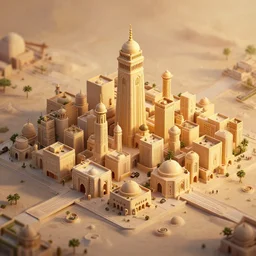 arabic city, isometric game, smooth 3 d illustration, cinematic matte painting, golden hour, soft render, servando lupini, handpaint texture, blender, 3 dcoat, concept art by noah bradley, darek zabrocki, tyler edlin, jordan grimmer, neil blevins, james paick, natasha tan, highly detailed, ultra detailed, ultra realistic, trending on artstation