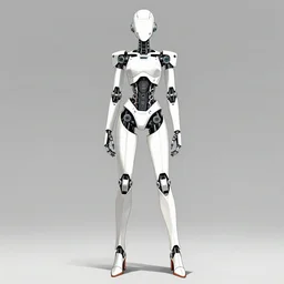 feminine fashion robot character design by yoji shinkawa, sharp lines, highly detailed, full body shot