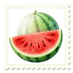 a watermelon in the style of a vintage making stamp