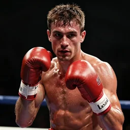male portrait of boxer who just finished is last fight and is retiring. He lost the fight.