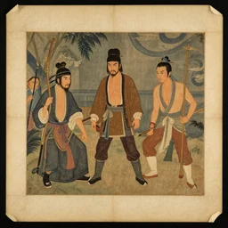 a scan of an ancient piece of art on parchment depicting a still of the movie big trouble in little china