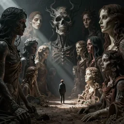 illusions, many souls, abstract art, horror, artstation hq, in style of simon c page